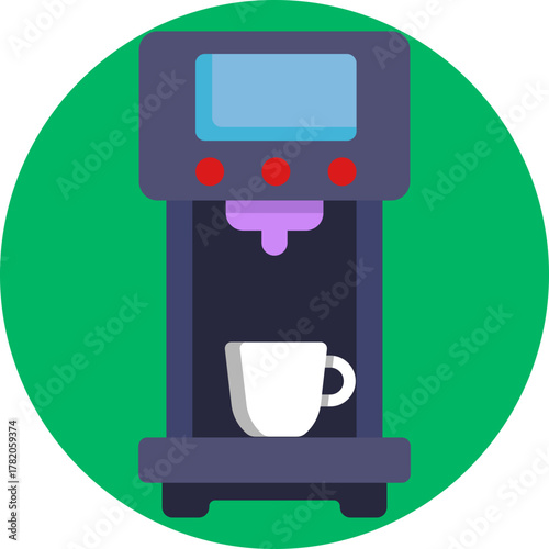 Icon of a coffee maker used for brewing fresh coffee for guests.
