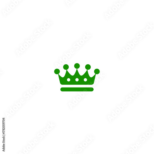 Vibrant Green Crown Icon on White Background. Minimalist Vector Symbol for Royalty, Leadership, Success, Premium Quality, and Eco-Friendly Concepts.