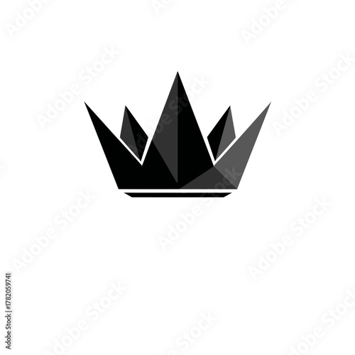 Stylized geometric black crown icon. Modern abstract royalty symbol representing power, success, leadership, and elegance.