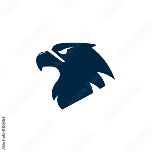 Striking dark blue eagle head silhouette vector illustration. Majestic bird of prey symbol for power, freedom, and vision.