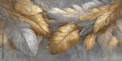 Close up of white and golden feathers
