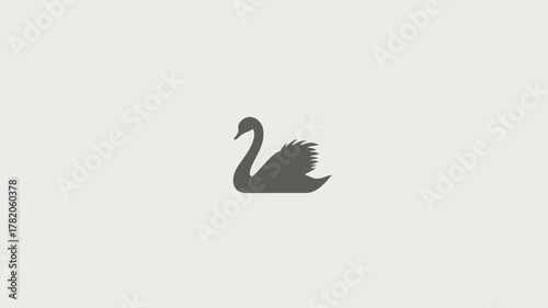 Elegant swan silhouette illustration on a minimalist beige background. Graceful waterfowl bird symbol or icon for design.