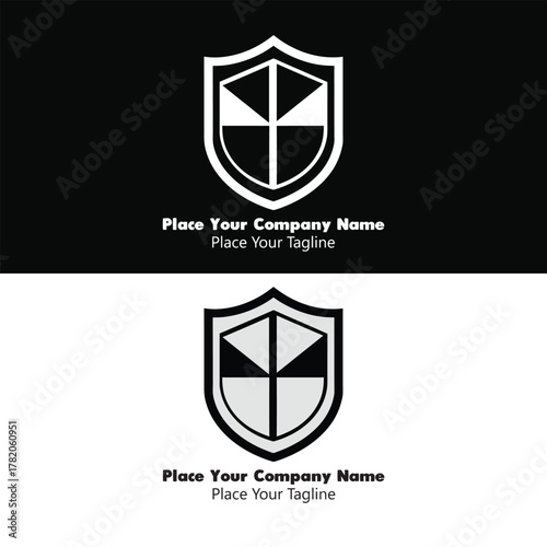 Bold geometric shield logo with sharp lines and modern form. Ideal for security, business protection, or technology branding in scalable vector style.