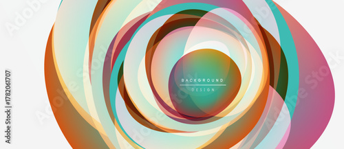 Abstract colorful circles create dynamic visual effect. Concentric layers blend, forming modern background design. Bright hues dominate composition.