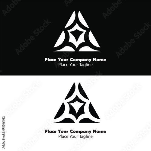 Abstract geometric letter A logo with bold lines and symmetrical monogram style. Ideal for professional branding and modern business identity.