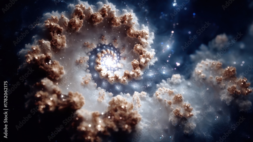 Fototapeta premium Stunning Spiral Galaxy with Clouds and Glowing Stars in Space