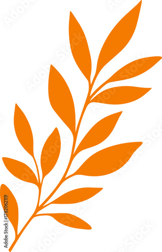 vector style autumn tree branch with leaves 