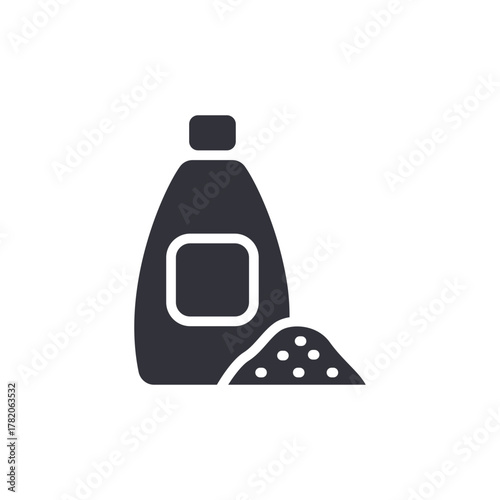 Plastic Bottle And Pile Of Granules Material Design