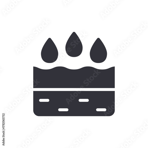 Watering Land With Droplets Icon Design Illustration