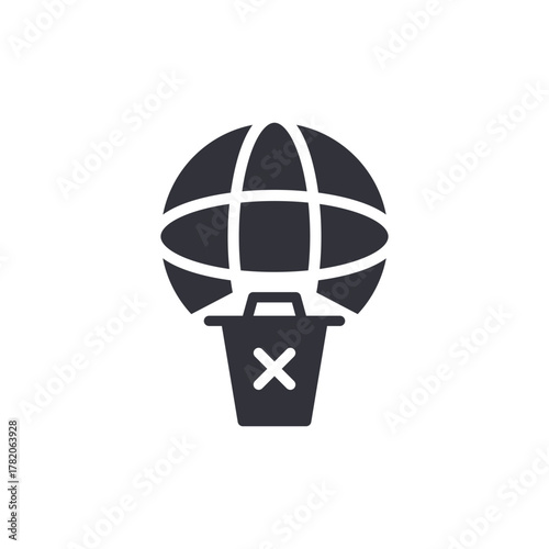 Global Waste Deletion Solid Icon Internet Garbage Removal