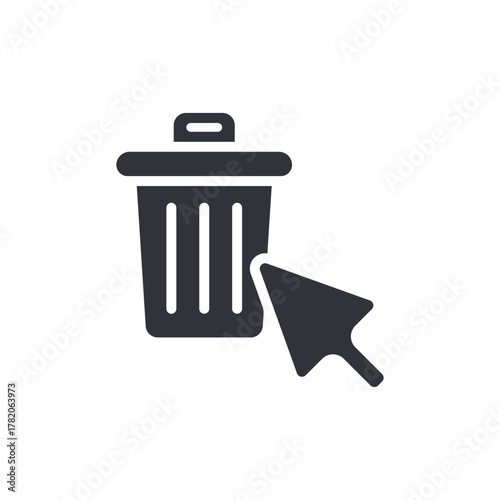 Solid Trash Can With Arrow Icon Symbol Design