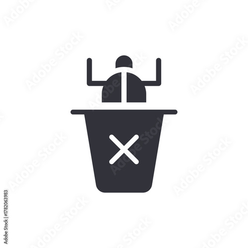 Bug Fixing Process Icon In A Trash Container Vector