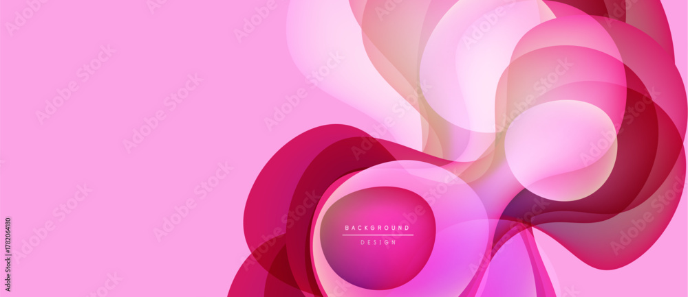 Fototapeta premium Abstract pink design. Overlapping shapes create fluid, dynamic composition. Soft gradients, modern aesthetic. Background element for projects.