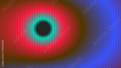 Abstract concentric rings with vibrant color gradients and textured lines

