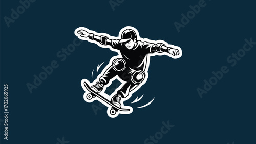 Dynamic young skateboarder performs an exhilarating trick mid-air, showcasing extreme sports skill and youthful energy