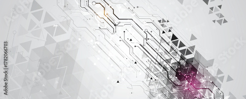 Abstract geometric circuit technology and science concept background