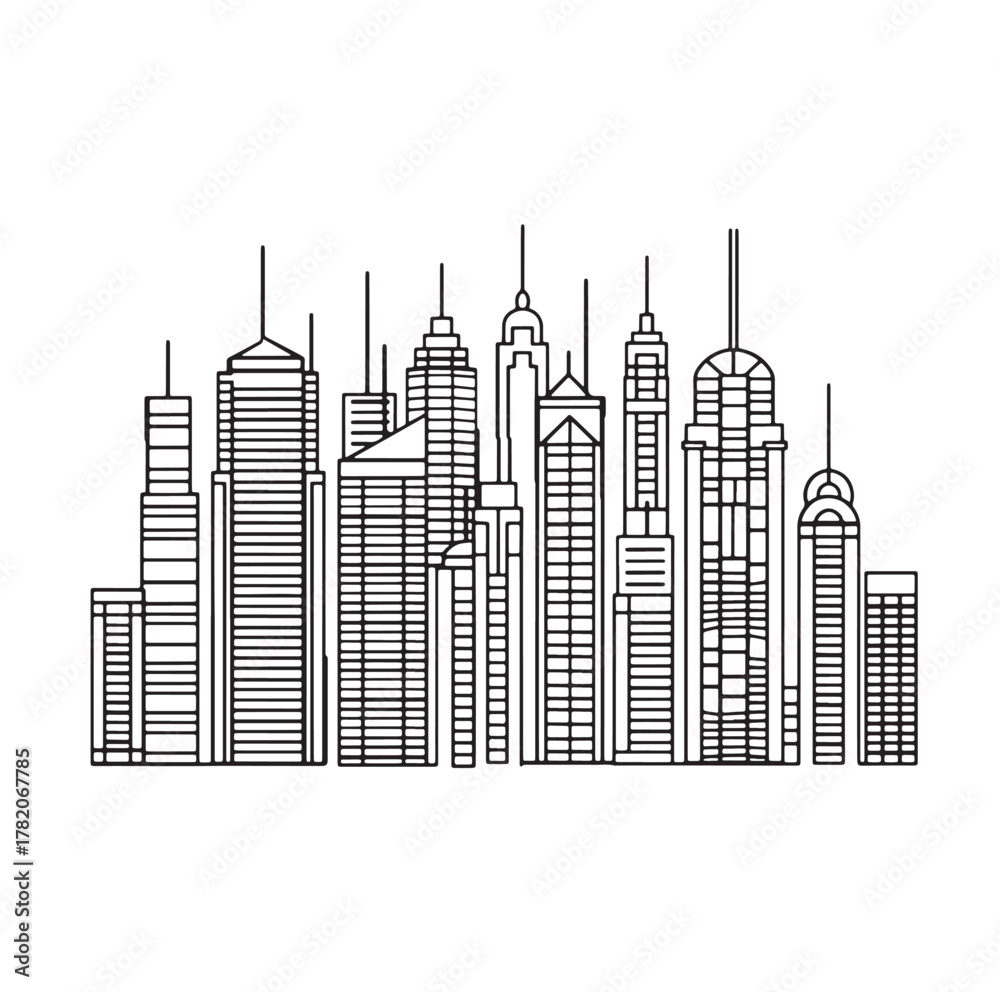 Fototapeta premium cityscape skyline line art vector illustration