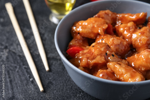 Bowl with tasty sweet and s...