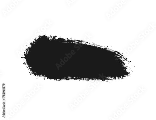 Bold Black Brush Stroke Splash on White Background for Creative Design and Art Projects..