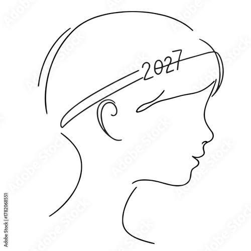 Headband with 2027 symbols Headwear, children's headbands, costume accessories outline / minimal linear vector