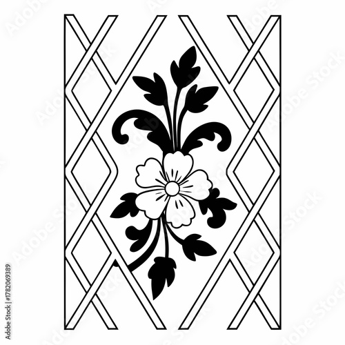 Vintage Baroque Victorian frame border flower pattern vector floral engraved scroll ornament leaf retro decorative design tattoo black and white filigree calligraphic heraldic shield ... See More ico
