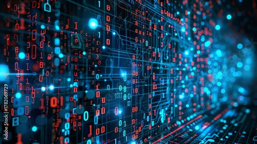 Wallpaper Mural 3d illustration of binary code background for internet communication and big data technology Torontodigital.ca