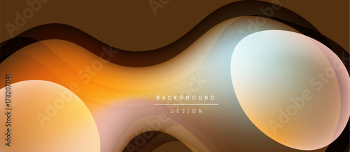 Abstract fluid shapes, warm colors blend. Gradient layers create depth, modern design element. Smooth curves suggest movement, soft lighting effect.