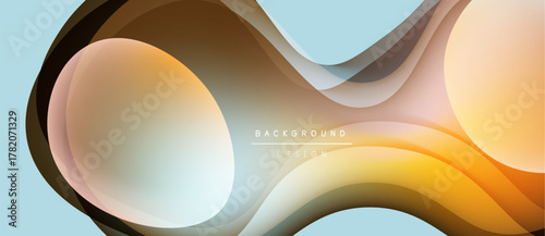 Abstract fluid shapes, warm colors blend with cool blues. Modern design suggests movement, depth, soft gradients. Background texture is smooth.