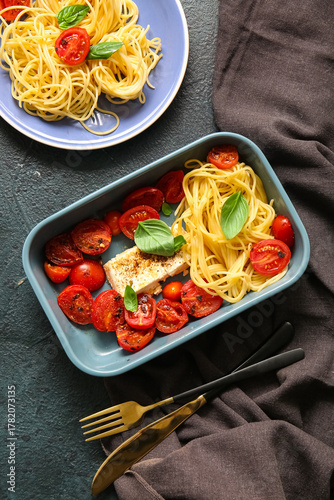 Baked feta pasta with roast...