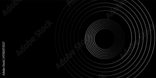 Halftone circular dotted frames set. Circle dots texture isolated on white background. Spotted spray texture. Vector abstract design element spiral circle sound wave vector logo modern