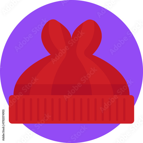 Warm knit hat with ear flaps, typical for cold-weather work.