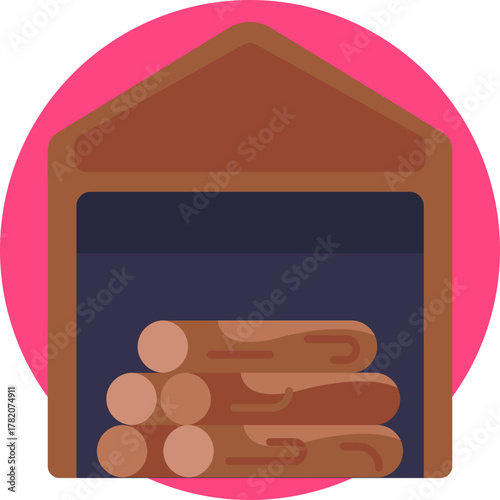 A wooden cabin representing a lumberjack’s home built from logs.