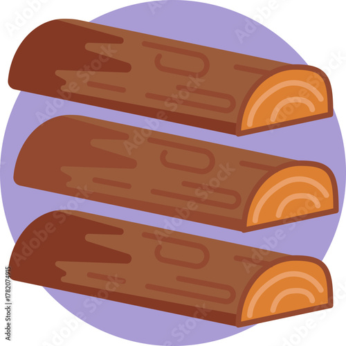 Group of chopped logs symbolizing harvested wood ready for processing.