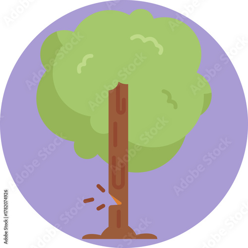 A tall, leafy tree representing the source of timber for lumberjacks.