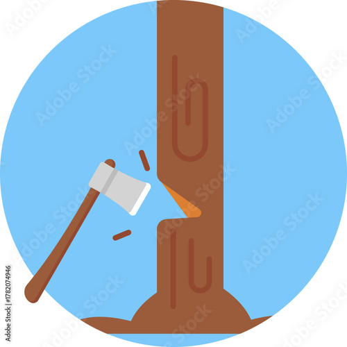 A classic lumberjack axe with a wooden handle and sharp metal blade.