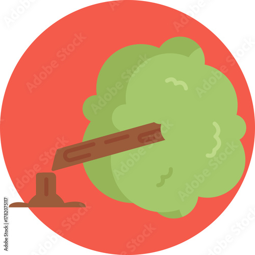 A tree cut down, showing a flat stump and fallen trunk.