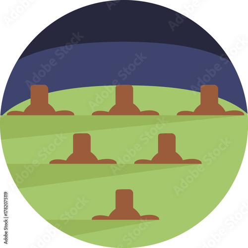 Illustration of trees being cut down, representing deforestation.