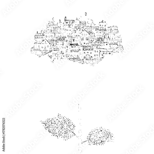 A minimalist sketch of a person fishing with a long fishing rod casting a line against a white background