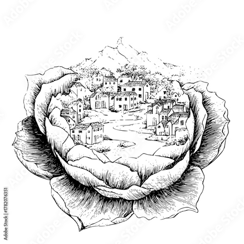 A lone fisherman casts his line towards a cloud formation in a minimalist black and white illustration