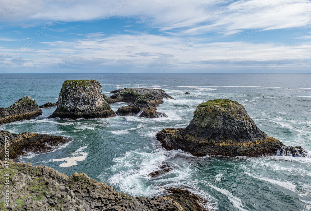 Fototapeta premium Arnarstapi basalt rocks in atlantic ocean in Iceland