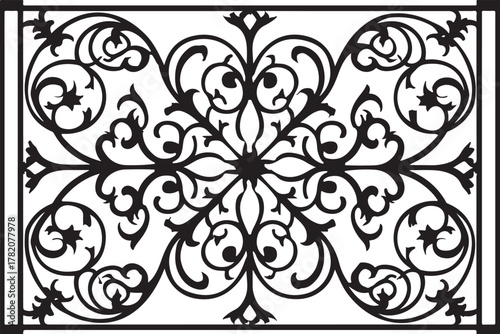 Intricate black ornate scrollwork pattern silhouette