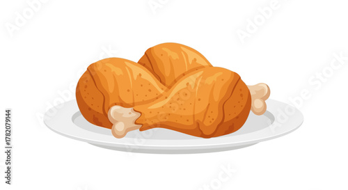 Three fried chicken drumsticks on a white plate against a plain white background