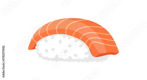Vector illustration of fresh salmon nigiri sushi on white background