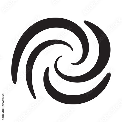 Abstract swirling vortex, representing a dynamic, flowing, and circular motion in a simple black and white design