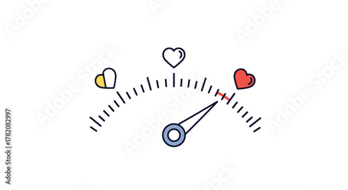 A visual representation of a love meter indicating a strong emotional connection and passion.
