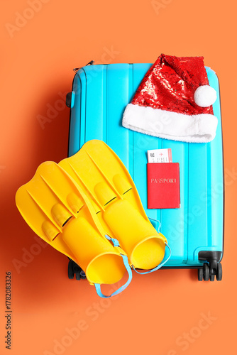 Suitcase, flippers, passpor...