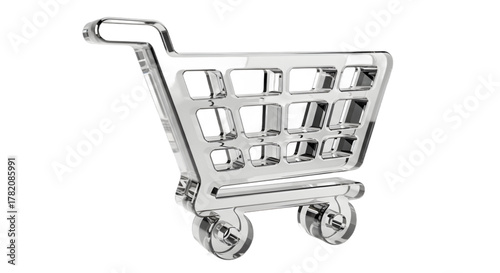Shopping cart on white background in minimalistic design  