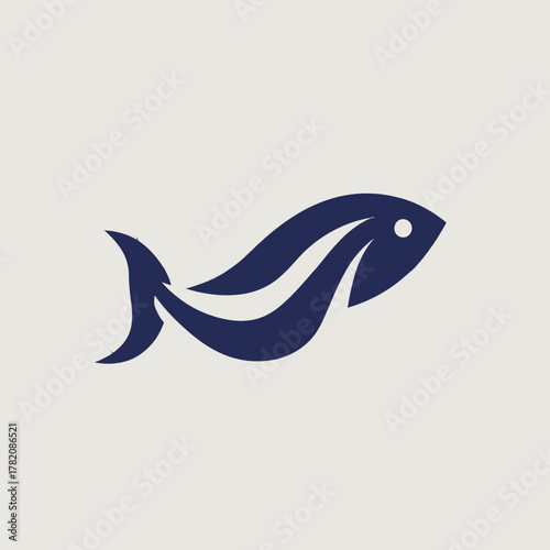 Stylized Abstract Fish Logo Icon Illustration in Modern Minimalist Design for Aquatic, Marine, or Seafood Themes