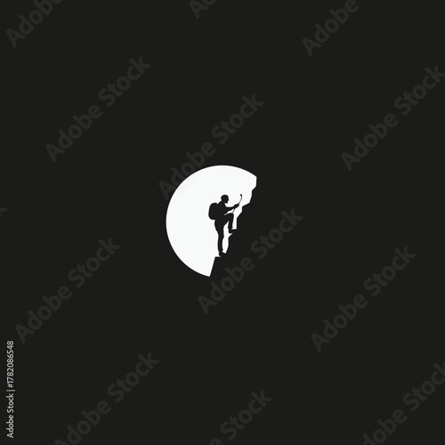 Abstract rock climber silhouette against dark background, showcasing determination and challenge, suitable for adventure and outdoor themes.