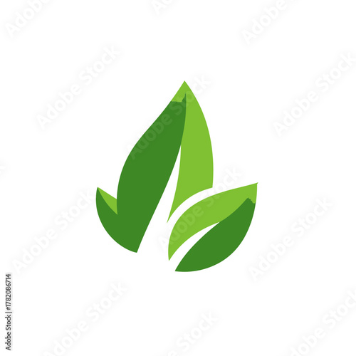 Minimalist green leaf vector illustration, abstract natural organic plant icon, eco-friendly growth and nature symbol.
